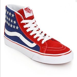 Patriotic Stars Studded Sk8 Hi Slim Vans W 7 Y 5.5